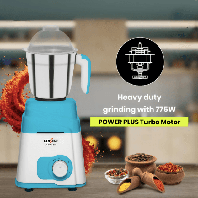 KENSTARR MAXXO PRO 775W, Mixer Grinder with POWER PLUS Turbo Motor Mixer Blender Blade